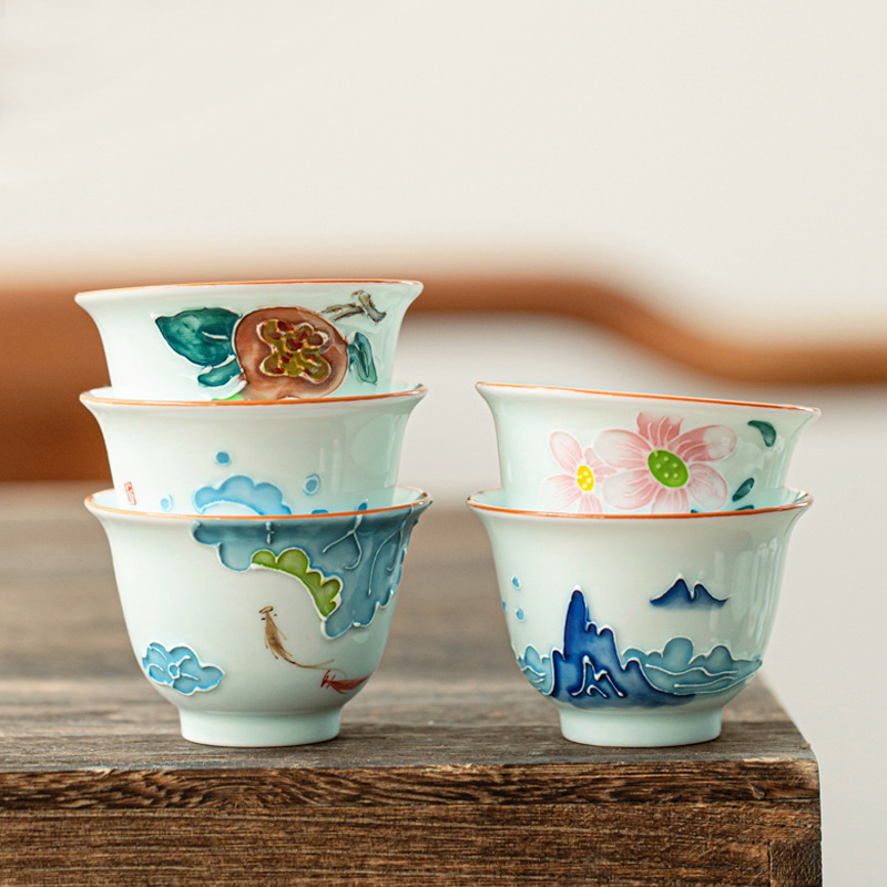 Hand-painted Kung Fu Tea Cup,  - Celadon Ceramic Cup 리뷰 및 가격