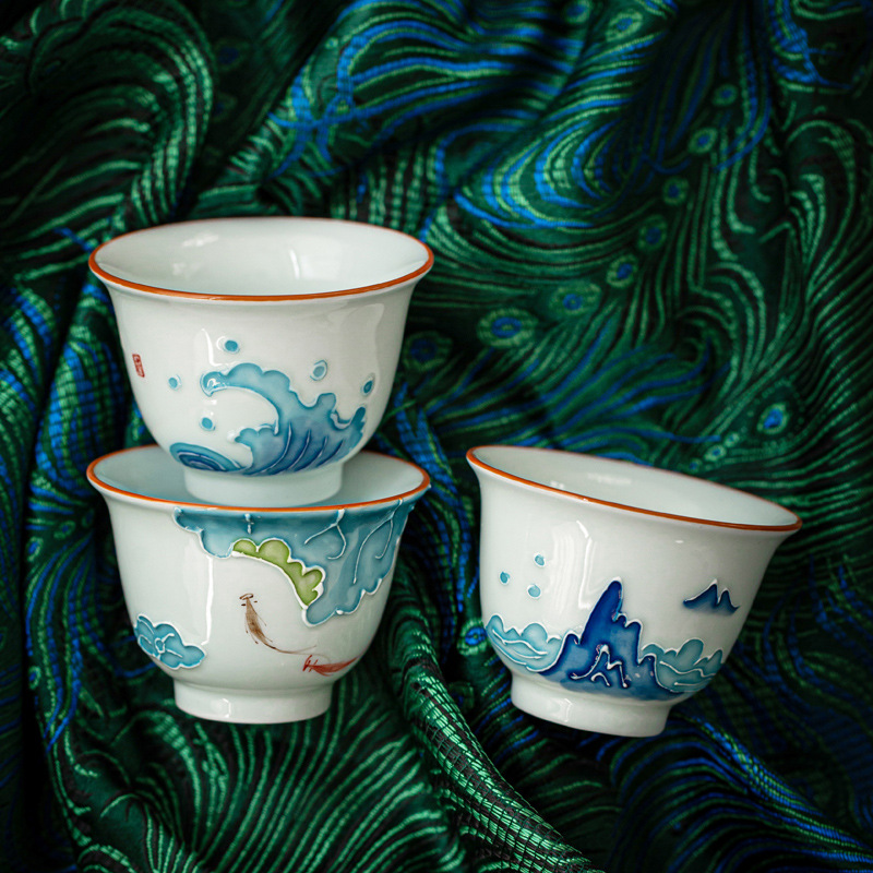 Hand-painted Kung Fu Tea Cup,  - Celadon Ceramic Cup 리뷰 및 가격