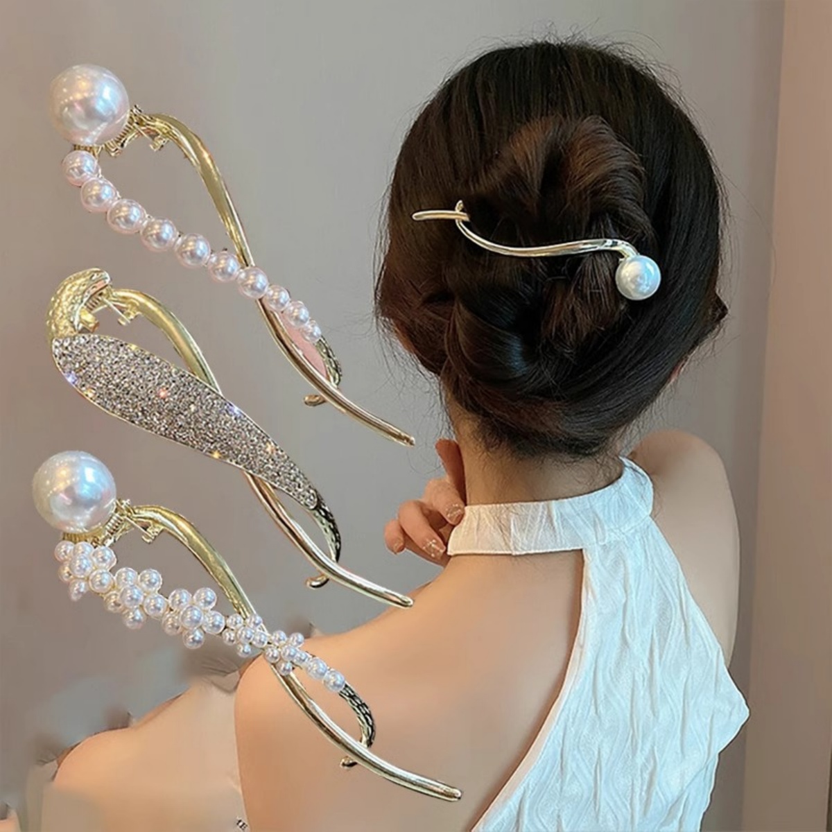 Elegant Glitter Pearl Hair Cli - Korean Daily Lifestyle 리뷰 및 가격
