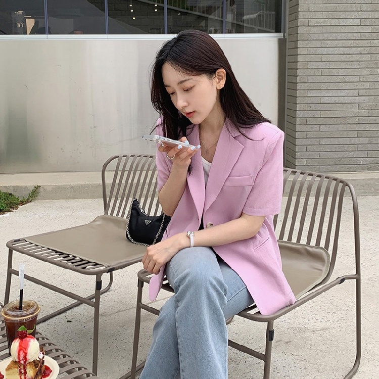 Women's Short Sleeve Suit Jack - Korean Daily Lifestyle 리뷰 및 가격