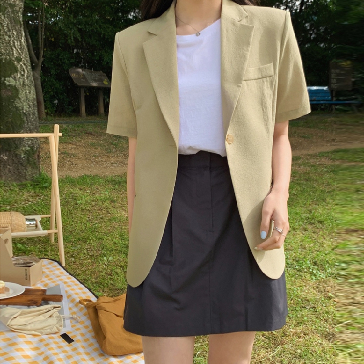 Women's Short Sleeve Suit Jack - Korean Daily Lifestyle 리뷰 및 가격