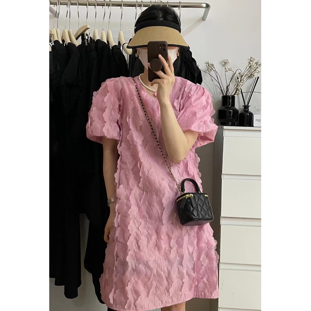 Floral Bubble Sleeve Dress Kor - Korean Daily Lifestyle 리뷰 및 가격