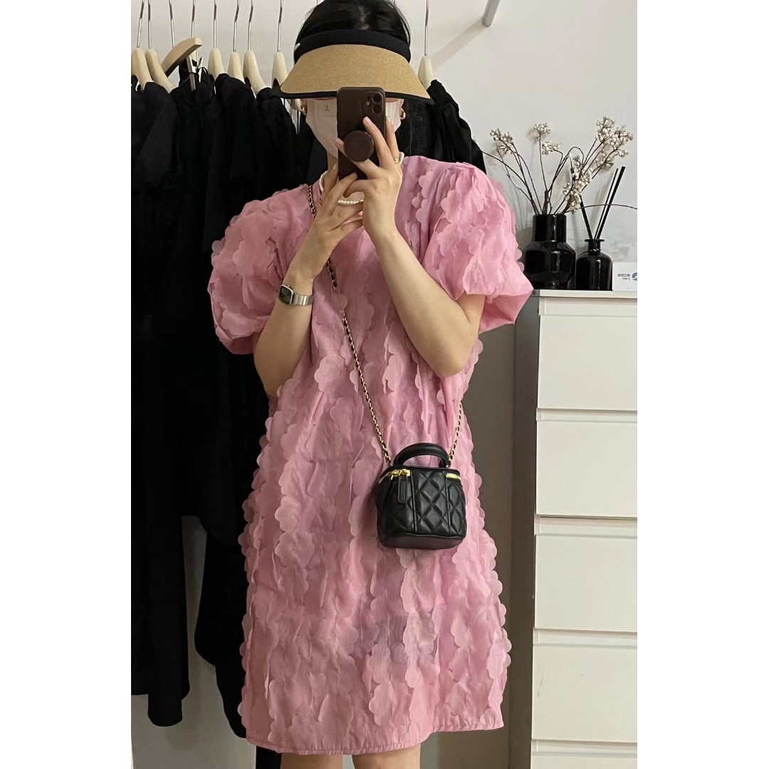 Floral Bubble Sleeve Dress Kor - Korean Daily Lifestyle 리뷰 및 가격