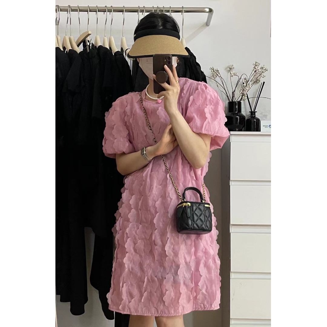 Floral Bubble Sleeve Dress Kor - Korean Daily Lifestyle 리뷰 및 가격