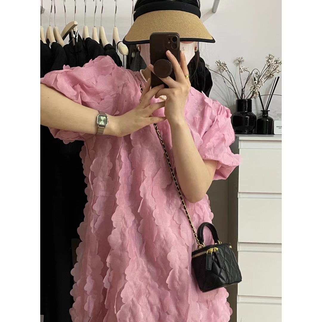 Floral Bubble Sleeve Dress Kor - Korean Daily Lifestyle 리뷰 및 가격