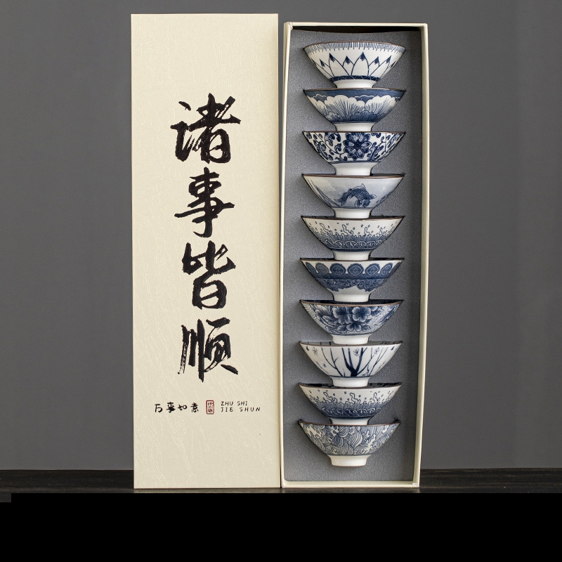 10pcs/box Blue and White Porce - Celadon Ceramic Cup 리뷰 및 가격
