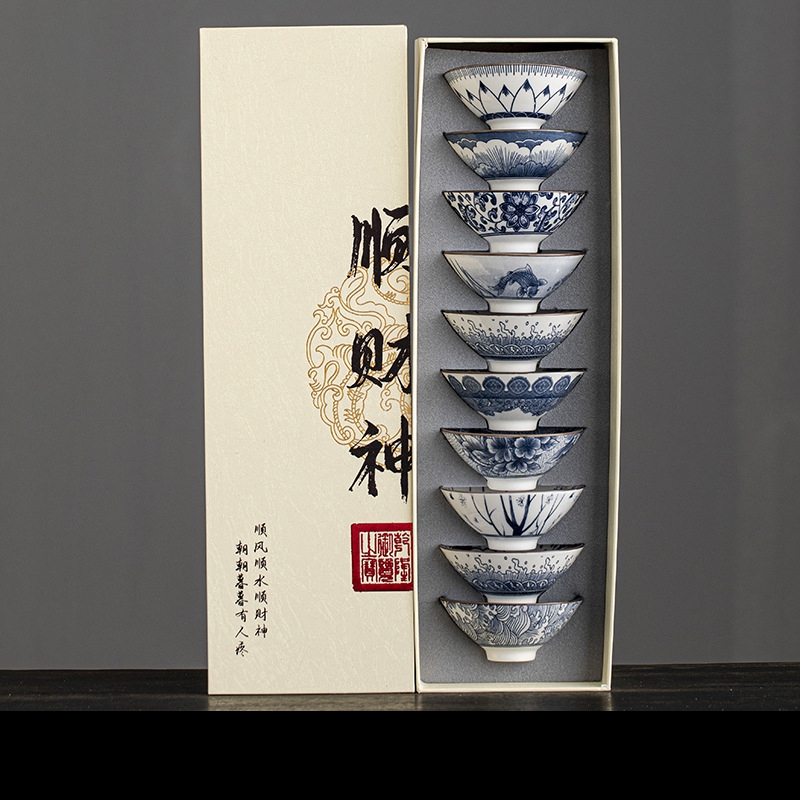 10pcs/box Blue and White Porce - Celadon Ceramic Cup 리뷰 및 가격